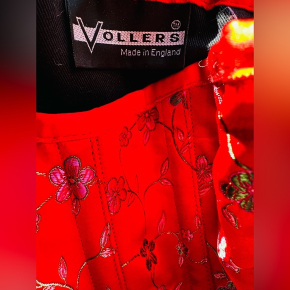 Custom HIGH QUALITY from London satin cotton with herring bone RED corset OSFM - Picture 7 of 17